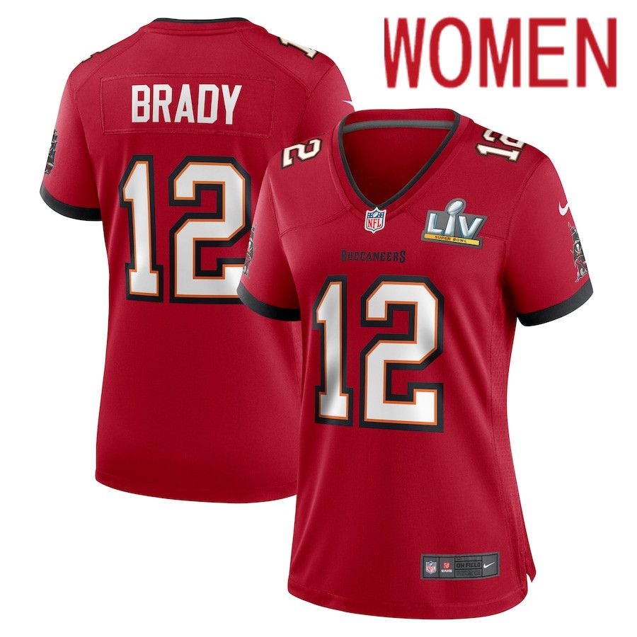 Women Tampa Bay Buccaneers #12 Tom Brady Nike Red Super Bowl LV Game NFL Jersey->women nfl jersey->Women Jersey